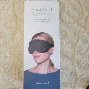 Ostrichpillow Hot & Cold Eye Mask Weighted Clay Bead Sleep Mask Gray NIB